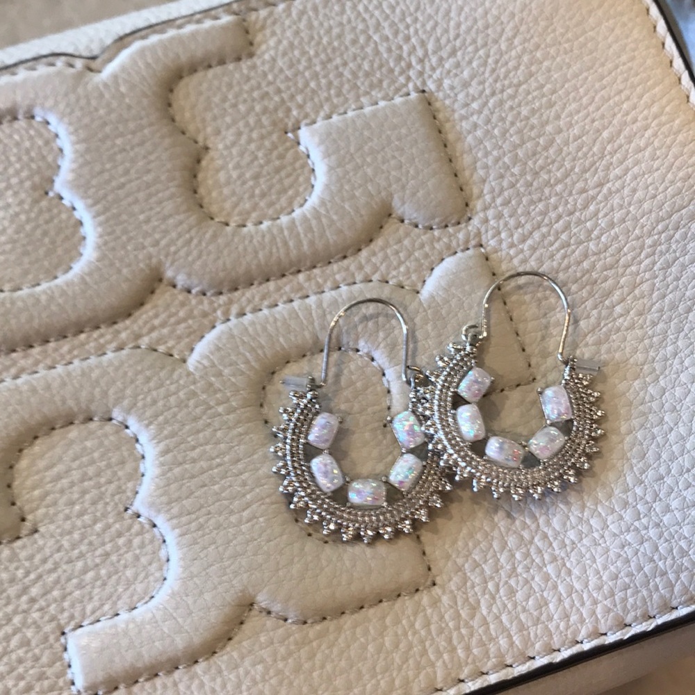 Gorgeous Silver and Faux Opal Crystal Earrings